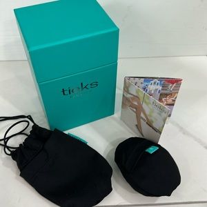 Tieks box, care instructions, shoe bag and packable tote